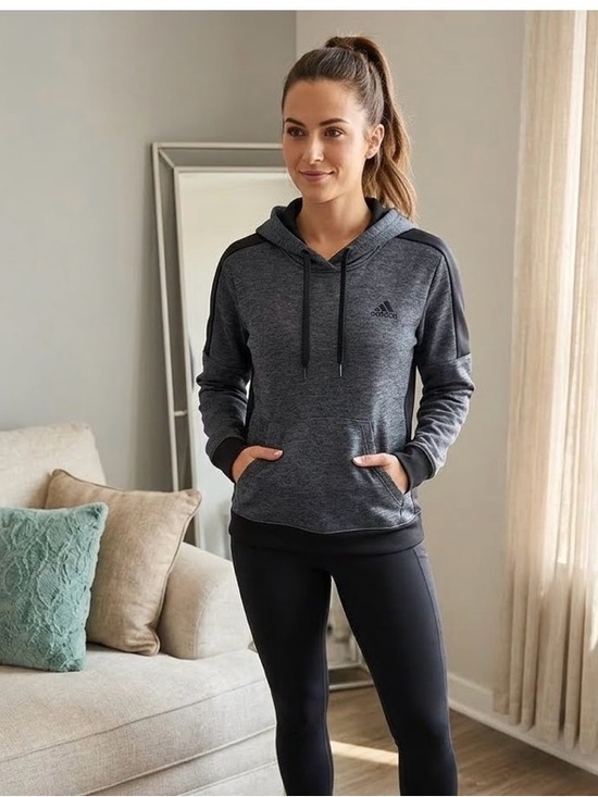 adidas Tops - Adidas Climawarm Gray & Black Sweatshirt Hoodie -Size Small EUC